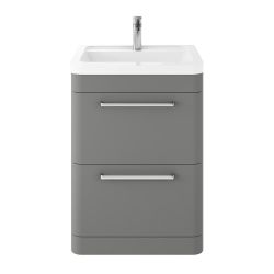 Hudson Reed Solar 600mm Freestanding Cabinet & Ceramic Basin - Cool Grey