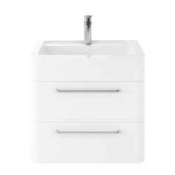 Hudson Reed Solar 600mm Wall Hung Cabinet & Ceramic Basin - Pure White