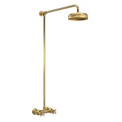 Hudson Reed Traditional Thermostatic Shower Valve with Fixed Head - Brushed Brass
