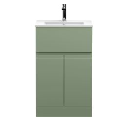 Hudson Reed Urban 500mm Freestanding 2 Door & 1 Drawer Vanity Unit with Minimalist Basin - Satin Green