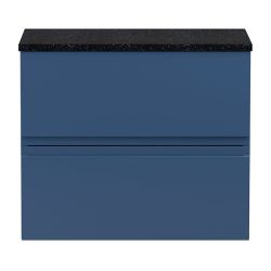 Hudson Reed Urban 600mm 2 Drawer Wall Hung Cabinet & Sparkling Black Worktop - Satin Blue