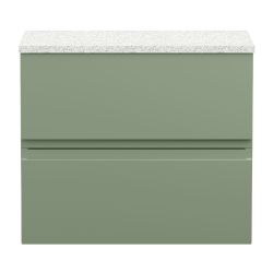 Hudson Reed Urban 600mm Wall Hung 2 Drawer Vanity Unit & Sparkling White Laminated Worktop - Satin Green