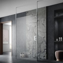 Hudson Reed Walk-In 8mm Wetroom Screen with Double Ceiling Posts 700mm - Chrome
