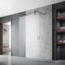 Hudson Reed Walk-In 8mm Wetroom Screen with Double Support Arms and Feet 1400mm - Black
