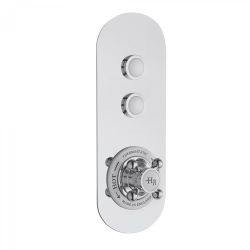 Hudson Reed White Topaz Traditional Dual Outlet Push Button Shower Valve - Chrome