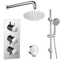 Noveua Islington Concealed Thermostatic Shower Valve with Outlet Elbow, Sliding Rail Kit, Wall Arm and Fixed Head