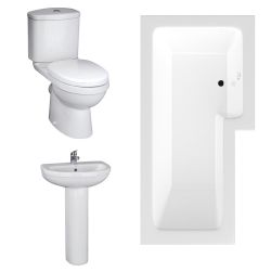 Nuie Ivo Bathroom Suite with L Shaped Shower Bath