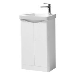 Kartell Arc 500mm Freestanding Cloakroom Vanity Unit & Basin - Gloss White