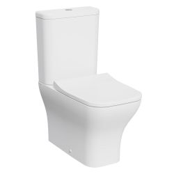 Kartell Eklipse Square Rimless Fully Shrouded Close Coupled Toilet & Soft Close Seat - White