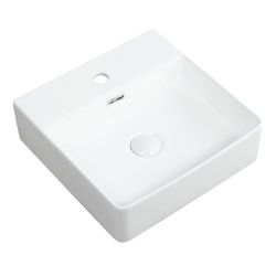 Kartell Essential 420mm 1 Tap Hole Square Countertop Basin - White