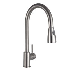 Kartell K-Vit Kitchen Mono Sink Mixer with Pull Out Spray Brushed Steel - KST004