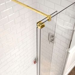 Kudos Ultimate 10mm Fold Away Over Bath Deflector Panel 300mm Right Hand - Brushed Gold