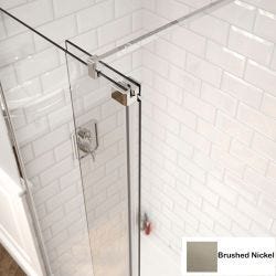 Kudos Ultimate 10mm Fold Away Over Bath Deflector Panel 300mm Right Hand - Brushed Nickel