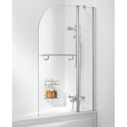 Lakes Classic Curved Bath Screen 1400mm x 975mm with Towel Rail
