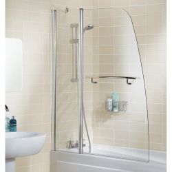 Lakes Classic Sculpted Bath Screen 1175mm x 1400mm with Towel Rail