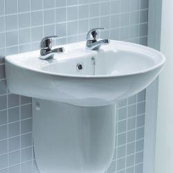 Lecico Atlas 452mm x 383mm 2 Tap Hole Basin and Pedestal