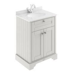 Hudson Reed Old London 600mm Cabinet & 1TH Basin with White Marble Top - Timeless Sand