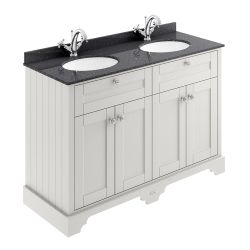 Hudson Reed Old London 1200mm Cabinet & 1TH Double Basin with Black Marble Top - Timeless Sand