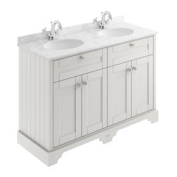 Hudson Reed Old London 1200mm Cabinet & 1TH Double Basin with Grey Marble Top - Timeless Sand