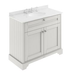 Hudson Reed Old London 1000mm Cabinet & 3TH Basin with White Marble Top - Timeless Sand