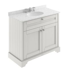 Hudson Reed Old London 1000mm Cabinet & 3TH Basin with Grey Marble Top - Timeless Sand