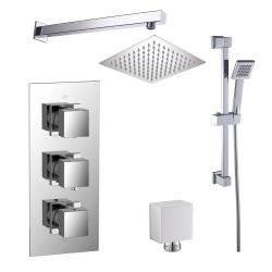 Noveua Mayfair Concealed Thermostatic Shower Valve with Outlet Elbow, Sliding Rail Kit, Arm and Fixed Head