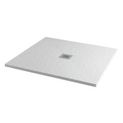 MX Minerals Slate Effect Square Shower Tray 900mm x 900mm - Ice White