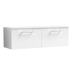 Nuie Arno 1200mm Wall Hung 2 Drawer Vanity Unit & Worktop - Gloss White