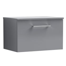Nuie Arno 800mm 1 Drawer Wall Hung Vanity Unit & Worktop - Gloss Mid Grey