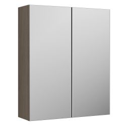 Nuie Arno 600mm x 715mm 2 Door Mirrored Cabinet - Grey Vicenza Oak