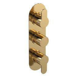 Nuie Arvan Concealed Triple Thermostatic Shower Valve - Brushed Brass