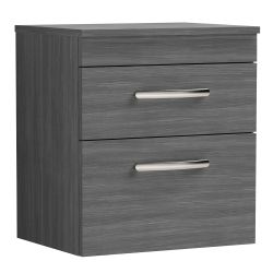 Nuie Athena 800mm 2 Drawer Floor Standing Cabinet & Worktop - Anthracite Woodgrain