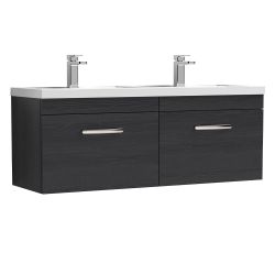 Nuie Athena 1200mm 2 Drawer Wall Hung Cabinet & Basin - Charcoal Black Woodgrain