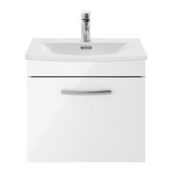 Nuie Athena 500mm Wall Hung Cabinet & Curved Basin - Gloss White