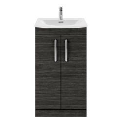 Nuie Athena 600mm 2 Door Freestanding Cabinet & Curved Basin - Gloss Grey