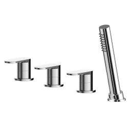 Nuie Binsey Deck Mounted 4 Tap Hole Bath Shower Mixer - Chrome