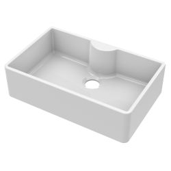 Nuie Butler Fireclay 1 Bowl Undermount Sink with Central Waste & Tap Ledge 795mm - White