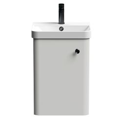 Nuie Core 400mm 1 Door Wall Hung Vanity Unit With Basin & Round Knob - Gloss Grey Mist