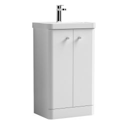 Nuie Core 500mm 2 Door Freestanding Cloakroom Vanity Unit & Basin - Gloss White