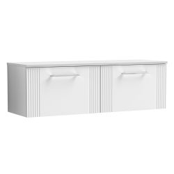 Nuie Deco 1200mm 2 Drawer Wall Hung Vanity Unit & Worktop - Satin White