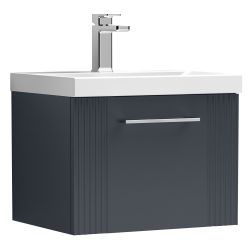 Nuie Deco 800mm 1 Drawer Wall Hung Vanity Unit & Curved Basin - Satin Anthracite