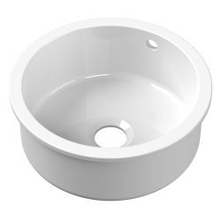 Nuie Fireclay 1 Bowl Inset / Undermount Sink with Central Waste & Overflow 460mm - White