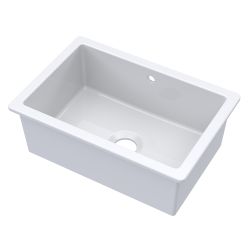 Nuie Fireclay 1 Bowl Inset / Undermount Sink with Central Waste & Overflow 711mm - White