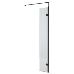 Nuie Fluted Hinged Screen with Support Bar 300mm - Matt Black