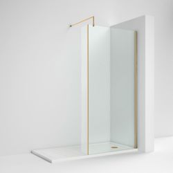 Nuie Frameless Wetroom Return Panel 215mm x 1850mm - Brushed Brass