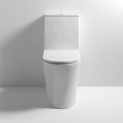 Nuie Freya Compact Flush To Wall Round Toilet with Cistern & Sandwich Seat