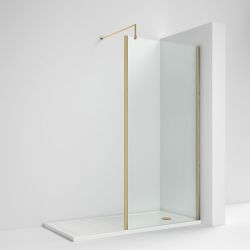 Nuie Outer Framed Wetroom Screen 760mm x 1850mm - Brushed Brass