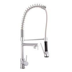 Nuie Tall Side Action Pull Out Kitchen Tap & Rinser - Chrome