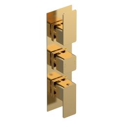 Nuie Windon Concealed Triple Thermostatic Shower Valve with Diverter - Brushed Brass