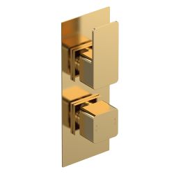 Nuie Windon Concealed Twin Thermostatic Shower Valve with Diverter - Brushed Brass